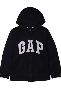Vintage 90's Gap Hoodie Spellout Full Zip Up Black Small
