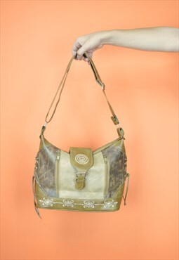 Vintage brown classic 80's leather shoulder bag