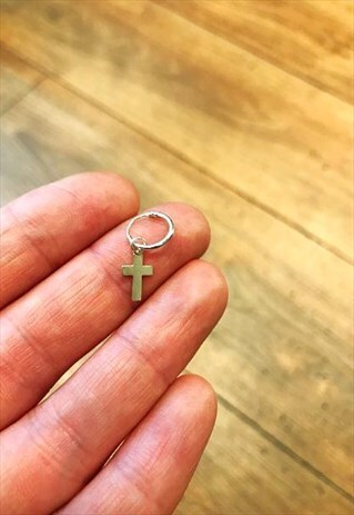 SILVER CROSS HOOP BODY JEWELLERY