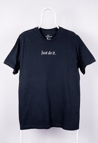 VINTAGE NIKE T-SHIRT SPELL OUT EMBROIDERED JUST DO IT BLACK