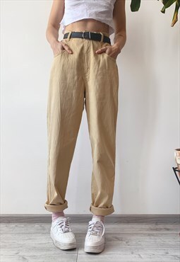 Vintage 90's Spring Beige High Waisted Loose Mom Jeans Pants