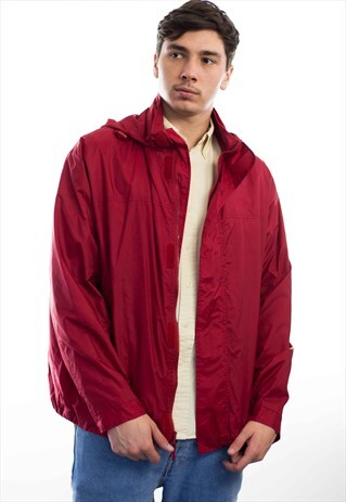 VINTAGE RED WINDBREAKER JACKET 90S L 15.6