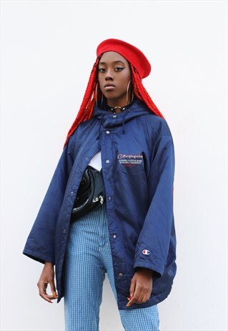 VINTAGE CHAMPION SPORT PUFFA SHIRPA LINED HOODED COAT