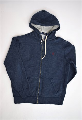 VINTAGE 90S POLO RALPH LAUREN BLUE MARLE ZIP HOODIE