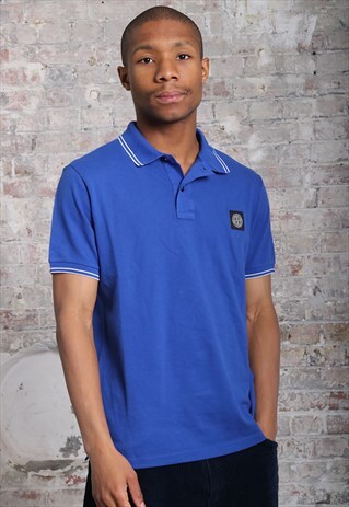 VINTAGE STONE ISLAND LOGO POLO SHIRT BLUE
