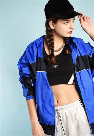 Y2K RETRO SPORTS WINDBREAKER OVERSIZED BOMBER JACKET