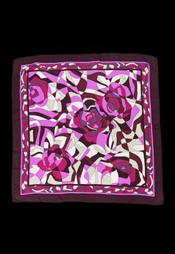 80's Vintage Purple Pink Maroon Abstract Print Ladies Scarf