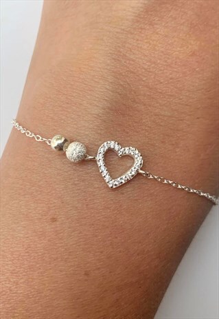 FROSTY HEART BRACELET 925 STERLING SILVER