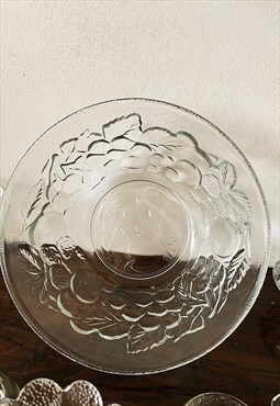 Vintage Mid Century Fruit patterned glass bowl