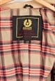 WOMEN'S BELSTAFF RED LEATHER CHECKED LINING VARSITY JACKET