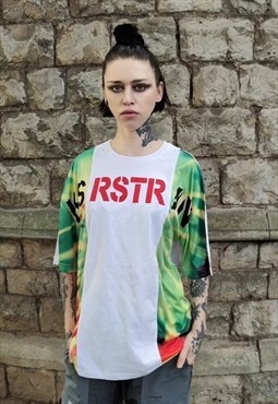 Tropical t-shirt tie dye acid fluorescent tee rave top green