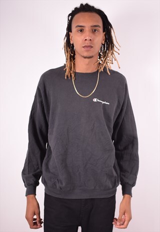 CHAMPION MENS VINTAGE SWEATSHIRT JUMPER XL BLACK 90S
