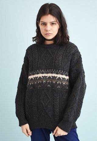 90'S RETRO CHUNKY WOOL KNIT JUMPER
