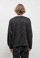 VINTAGE 90S BLACK MONO BOXY EMBROIDERY KNIT JUMPER UNISEX