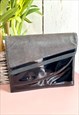 Vintage Black Patent Panel 80's Clutch Bag