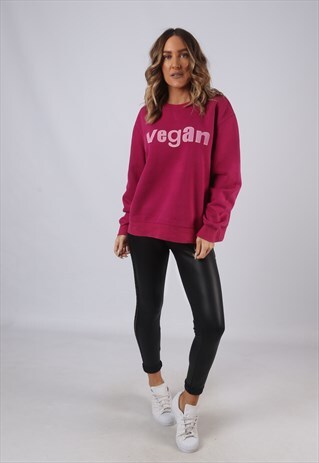 VINTAGE VEGAN SWEATSHIRT OVERSIZED PRINT UK 14 - 16 (9L2I)