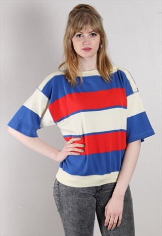VINTAGE 80S STRIPED LOOSE FIT SWEATER TOP