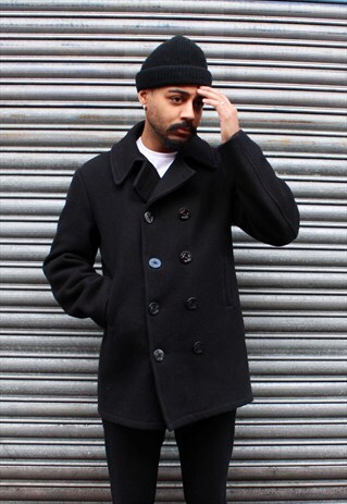VINTAGE 70S NAVY WOOL PEA COAT