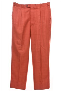 Vintage Checked Pattern Burnt Orange Trousers - W36 L29