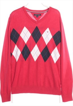 Red Tommy Hilfiger Vneck Jumper - Medium