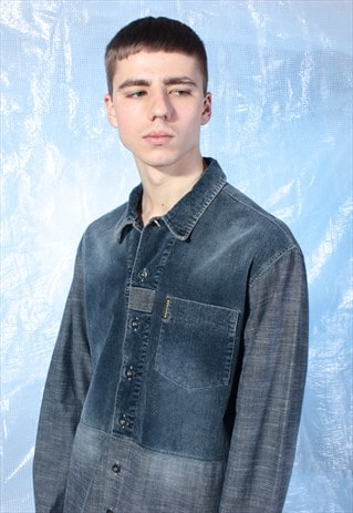 VINTAGE ARMANI JEANS NAVY/BLACK DENIM SHIRT