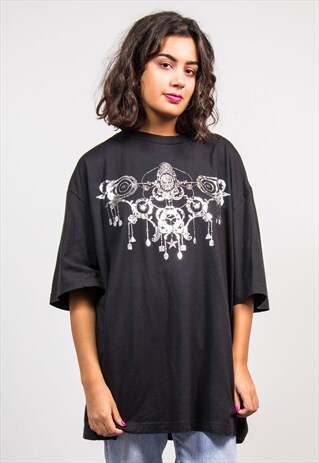 VINTAGE 90'S BLACK ADIDAS OVERSIZE GRAPHIC TEE
