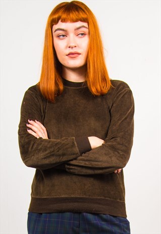 VINTAGE 90'S BROWN VELVET SWEATSHIRT JUMPER
