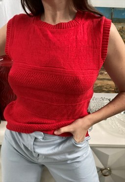 Vintage 70s textured knit jumper sweater pullover gilet vest