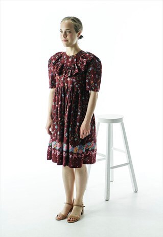 FLORAL PLEATED DRESS / FALL MIDI DRESS
