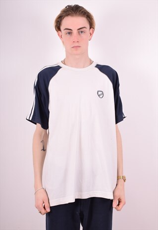 ASICS MENS VINTAGE T-SHIRT TOP XL WHITE 90S