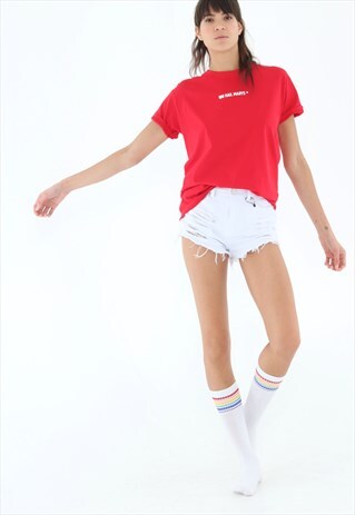 RED TSHIRT WITH WHITE LOGO