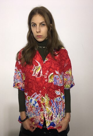 VINTAGE 80' AMAZING UNISEX RED SUMMER SHIRT