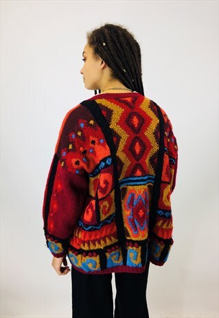 GORGEOUS COLOURFUL CHUNKY KNITTED CARDIGAN