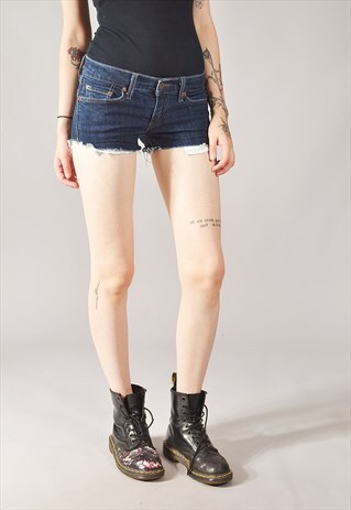 VINTAGE LEVI'S 524 SUPERLOW DENIM SHORTS DARK BLUE