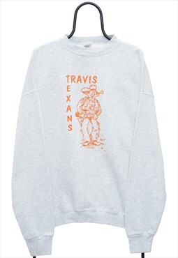 Vintage 90s Travis Texans Graphic Grey Sweatshirt Mens
