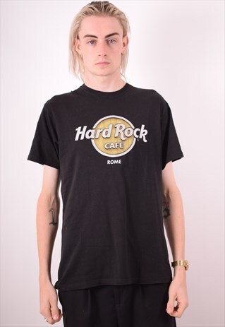 HARD ROCK CAFE MENS VINTAGE T-SHIRT TOP MEDIUM BLACK 90S