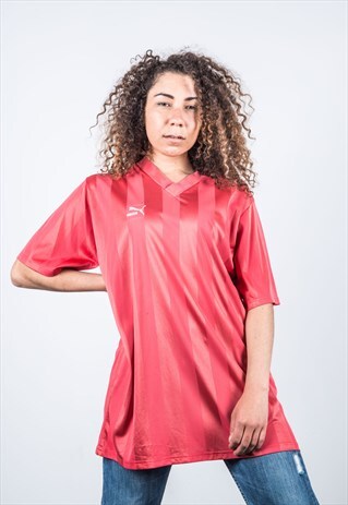 VINTAGE 1990S PINK STRIPED PUMA T-SHIRT
