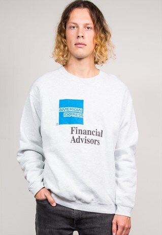 VINTAGE 90'S AMERICAN EXPRESS GREY MARL SWEATSHIRT