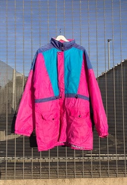 PINK BLUE mauve Showerproof 80s90s snow jacket 