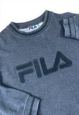 Fila Vintage 90s Grey sweatshirt Embroidered spell out  