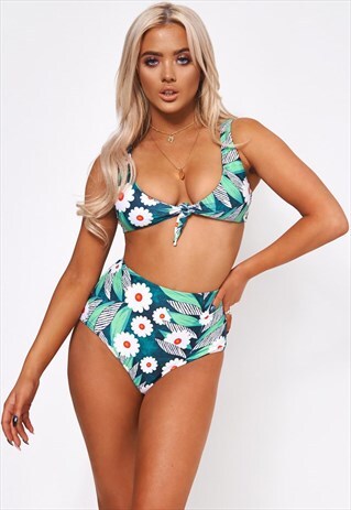 DAISY PRINT HIGH WAISTED BIKINI
