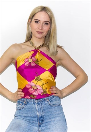 VINTAGE 90'S GOLD CHAIN HALTER TOP