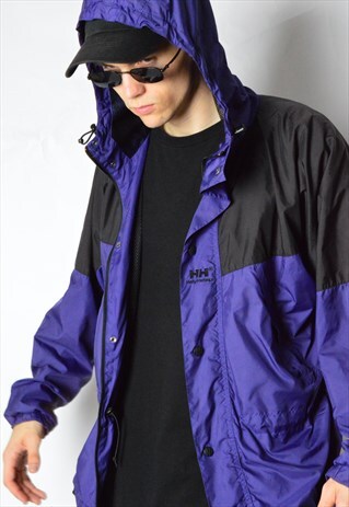 PURPLE AND BLACK HELLY HANSEN WINDBREAK JACKET WITH HOOD