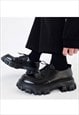 CHUNKY PLATFORM SHOES BROGUES LACE UP BOOTS IN BLACK