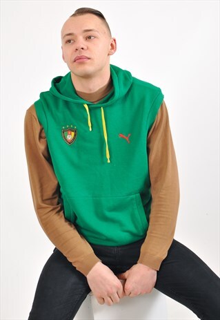 VINTAGE PUMA FOOTBALL SHORT SLEEVE HOODIE