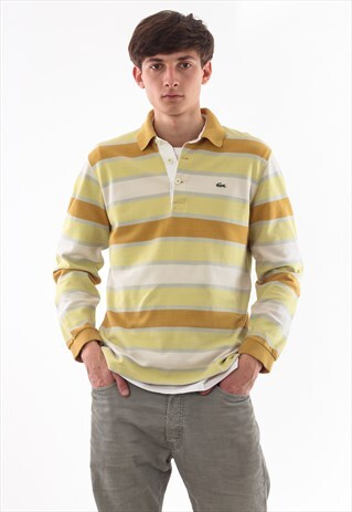 VINTAGE LACOSTE RUGBY POLO SHIRT 90S YELLOW STRIPED