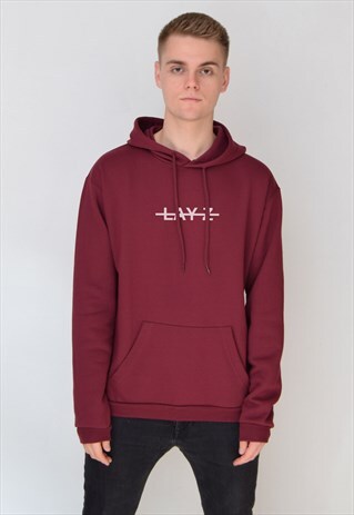 BURGUNDY LAY-Z (WHITE) HOODIE