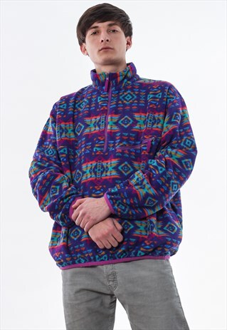 VINTAGE JACK WOLFSKIN PULLOVER JACKET 90S PURPLE AZTEC