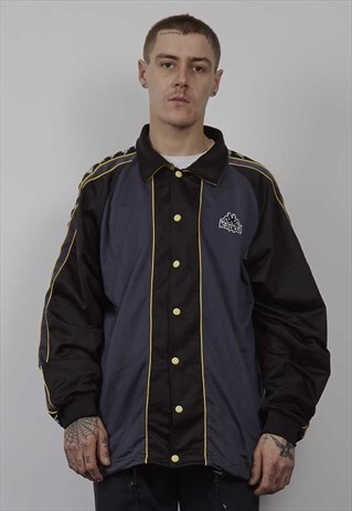 VINTAGE 90'S KAPPA TAPED BLACK/ GREY TRACKSUIT JACKET