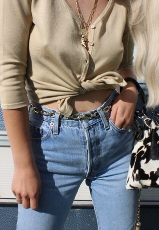 VINTAGE 90S 3/4 LENGTH SLEEVE BUTTON UP CARDIGAN IN BEIGE